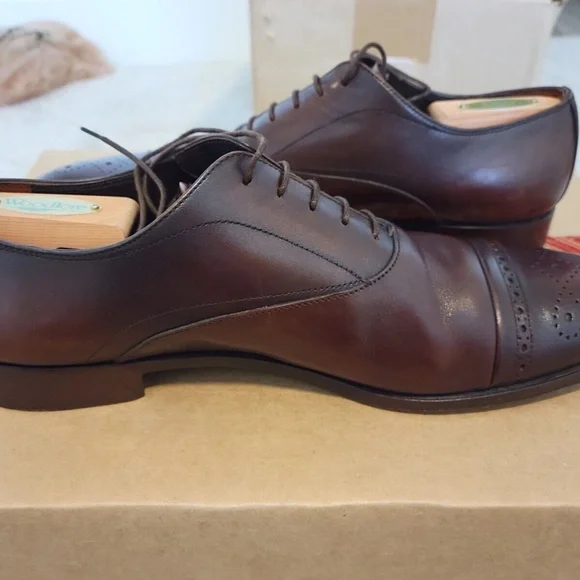 PRADA Brown Leather Cap Toe Oxfords - sz. 7.5 US / UK 7 EE